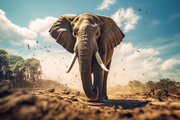 Poster Elefant in der Steppe