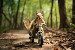 Plakat: Ein Hörnchen (Eichhörnchen) auf einem Fahrrad im Wald.
Produktname: Poster Hörnchen auf Fahrrad
Geänderter Satz: Plakat Hörnchen auf Fahrrad im Wald.