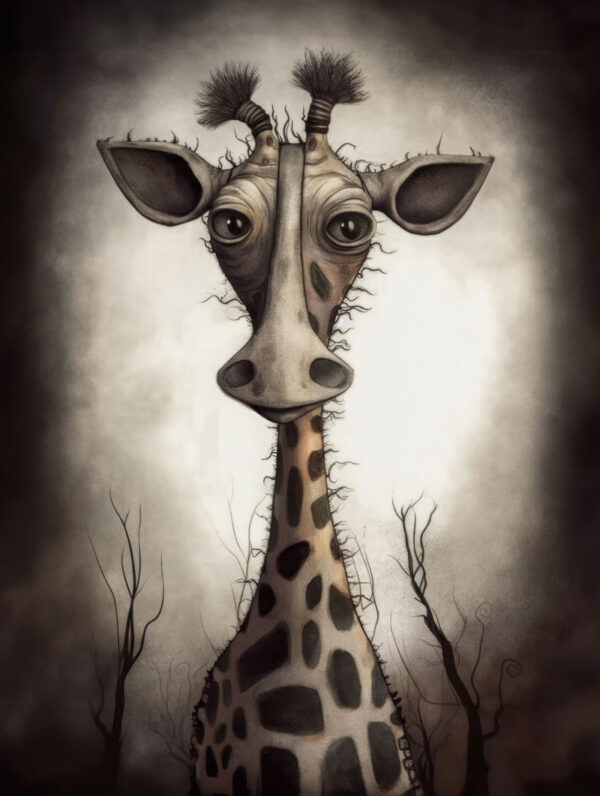 Poster Giraffe Portrait, stimmungsvolle Illustration und weicher Surrealismus